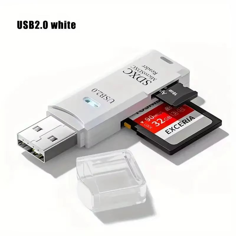 Robust 2-In-1 USB 3.0 2.0 Micro SD Card Reader High Speed Data Transmission up to 5Gbps Compatibility Multiple for PC Camera