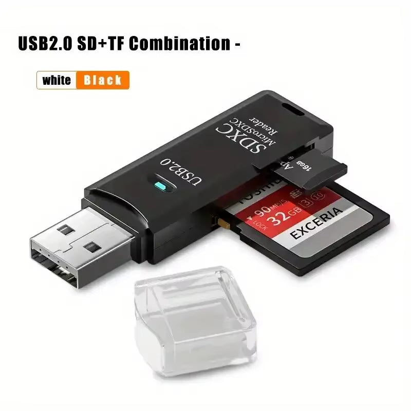 Robust 2-In-1 USB 3.0 2.0 Micro SD Card Reader High Speed Data Transmission up to 5Gbps Compatibility Multiple for PC Camera